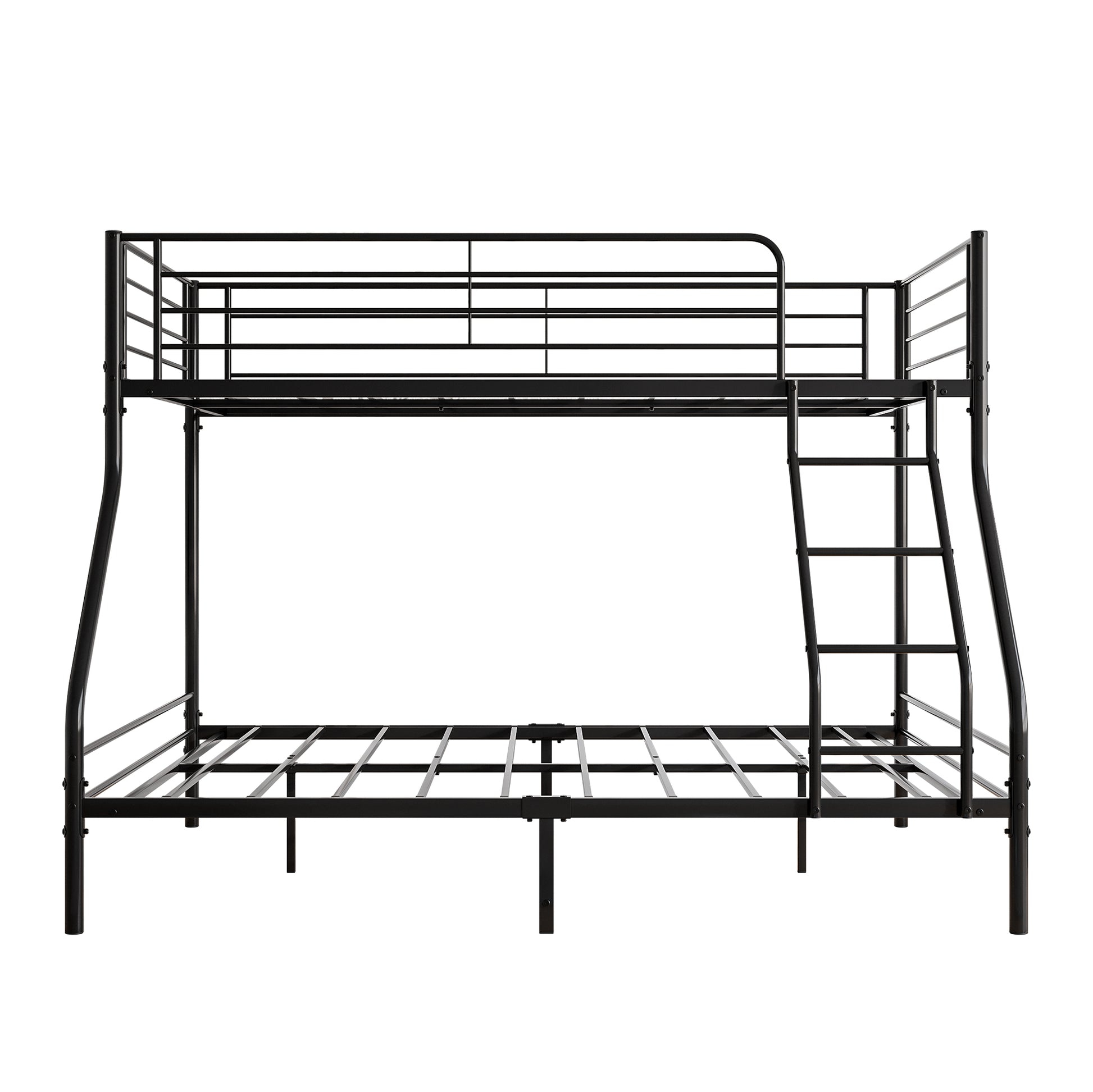 Heavy Duty Twin Over Full Metal Bunk Bed, Easy Assembly With Enhanced Upper Level Guardrail, Black Black Metal