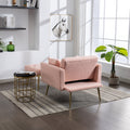 36.61'' Wide Modern Accent Chair With 3 Positions Adjustable Backrest, Tufted Chaise Lounge Chair, Single Recliner Armchair With Ottoman And Gold Legs For Living Room, Bedroom Pink Pink Foam Sherpa