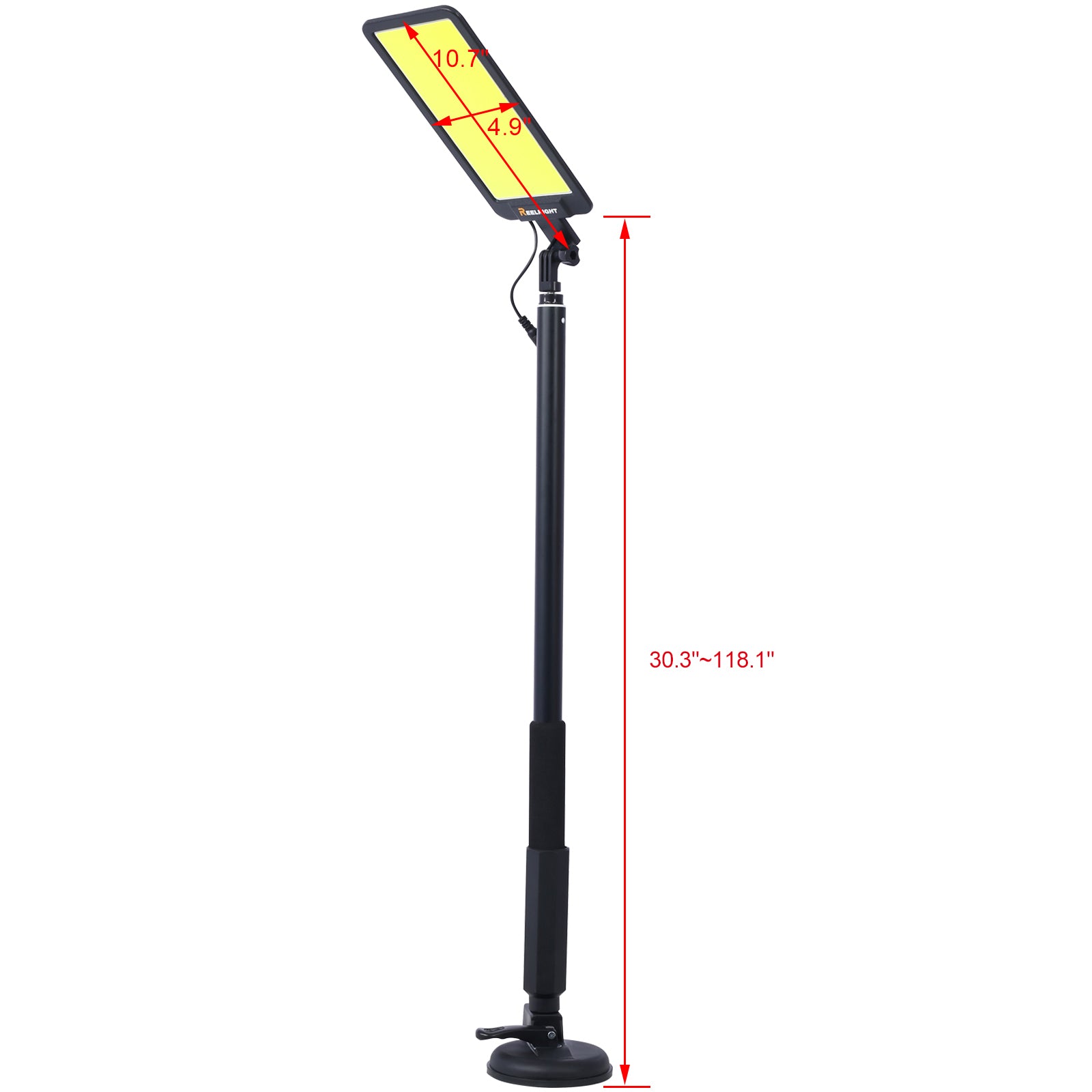 Led Camping Light, 12V 10000 Lumen Super Bright Portable Outdoor Lights With Telescoping Pole Suction Cup Magnetic Base, Flood Lamp For Outdoors Camp, Fishing, Picnic, Bbq, Power Failure Black Metal