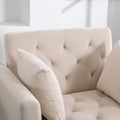 36.61'' Wide Modern Accent Chair With 3 Positions Adjustable Backrest, Tufted Chaise Lounge Chair, Single Recliner Armchair With Ottoman And Gold Legs For Living Room, Bedroom Beige Beige Foam Velvet