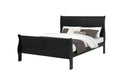 Louis Phillipe Black Finish King Size Panel Sleigh Bed Solid Wood Wooden Bedroom Furniture King Black Contemporary Solid Wood