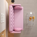 Loveseat Sofa With Tulip Pattern Modern Upholstered Two Seater Pu Sofa With 2 Dumpling Shaped Throw Pillows With Tulip Patterns Light Pink Tech Cloth Solid Wood 2 Seat