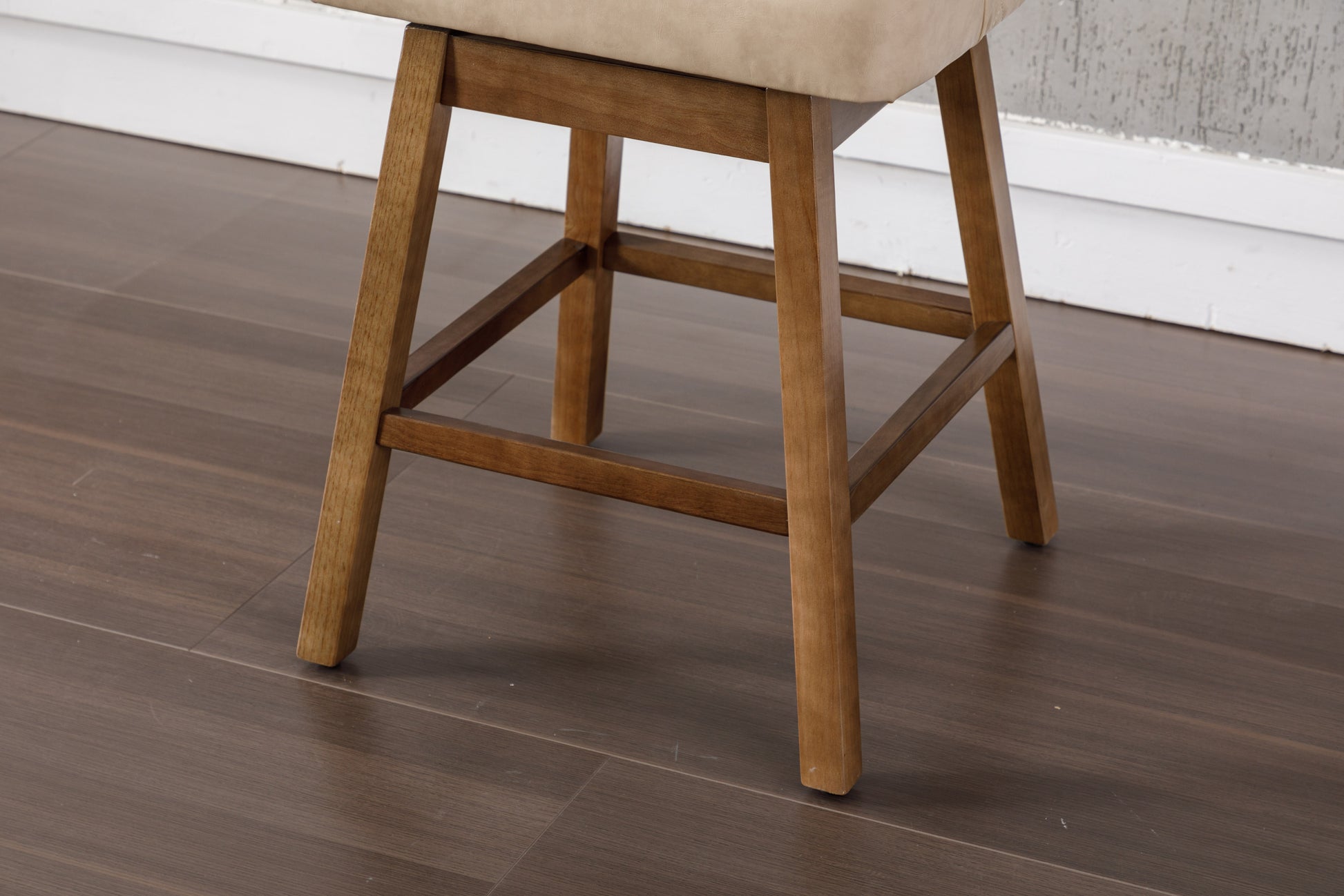 Coolmore Bar Stools Set Of 2 Counter Height Chairs With Footrest For Kitchen, Dining Room And 360 Degree Swivel Apricot Pu Pu Leather