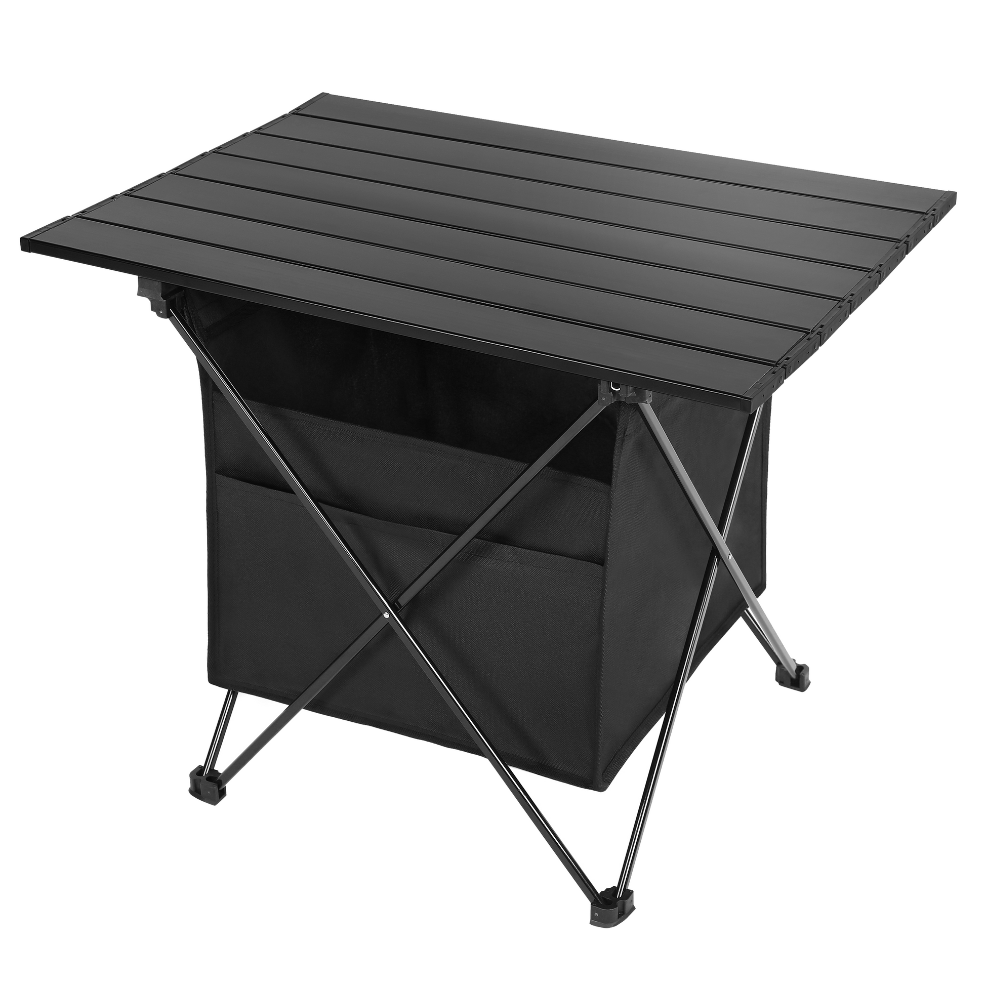 Yssoa Portable Folding Aluminum Alloy Table With High Capacity Storage And Carry Bag For Camping, Traveling, Hiking, Fishing, Beach, Bbq, Small, Black Black Aluminium