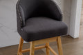 Coolmore Bar Stools Set Of 2 Counter Height Chairs With Footrest For Kitchen, Dining Room And 360 Degree Swivel Charcoal Grey Linen