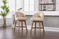 Coolmore Bar Stools Set Of 2 Counter Height Chairs With Footrest For Kitchen, Dining Room And 360 Degree Swivel Apricot Pu Pu Leather