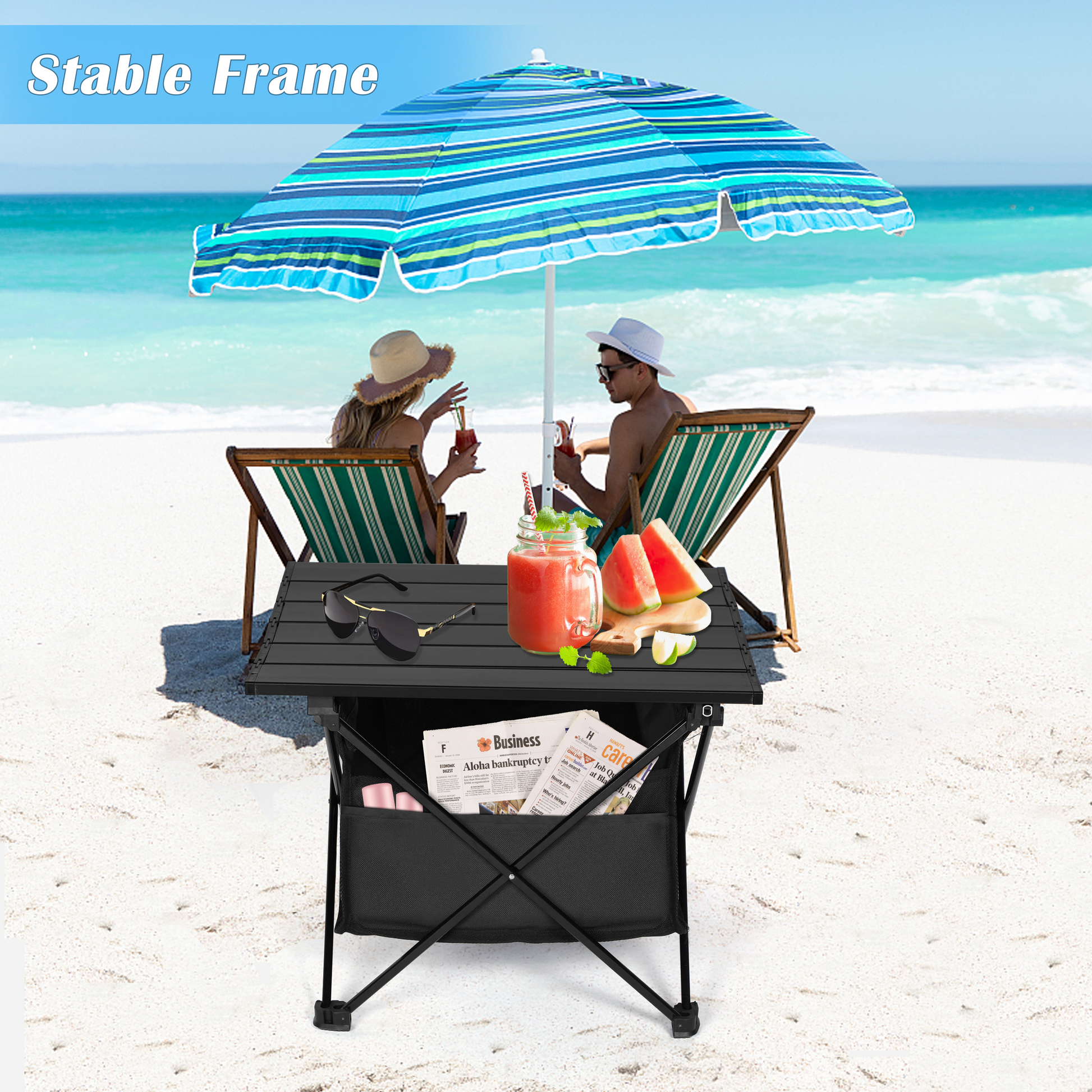 Yssoa Portable Folding Aluminum Alloy Table With High Capacity Storage And Carry Bag For Camping, Traveling, Hiking, Fishing, Beach, Bbq, Small, Black Black Aluminium