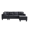 Sectional Sofa Set For Living Room With L Shape Chaise Lounge ,Cup Holder And Left Or Right Hand Chaise Modern 4 Seat Black Black Wood