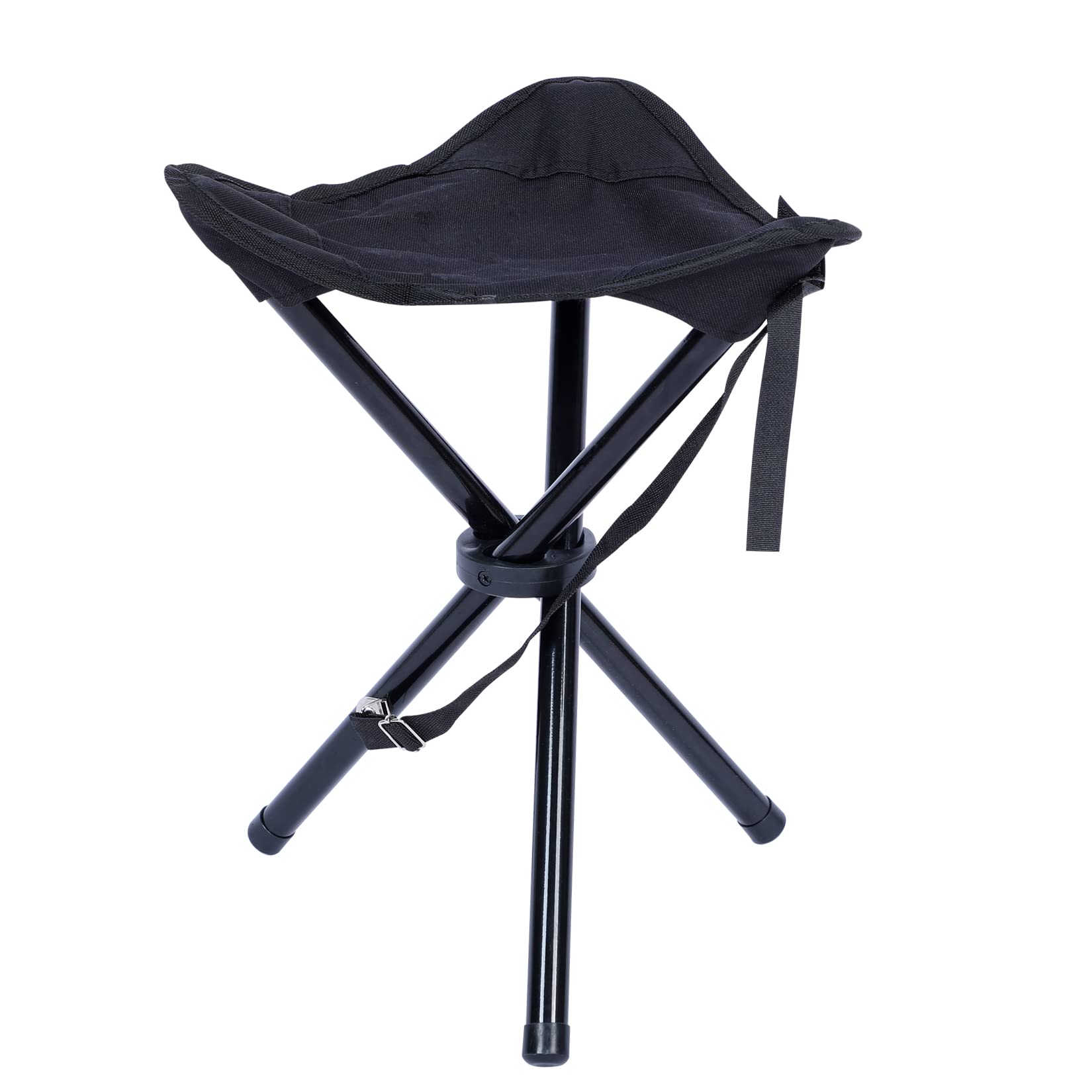 Yssoa Folding Tripod Camping Stool Tri Leg Slacker Chair Super Compact For Outdoor Backpacking Fishing Picnic Travel Beach Bbq Color: Black Black Metal