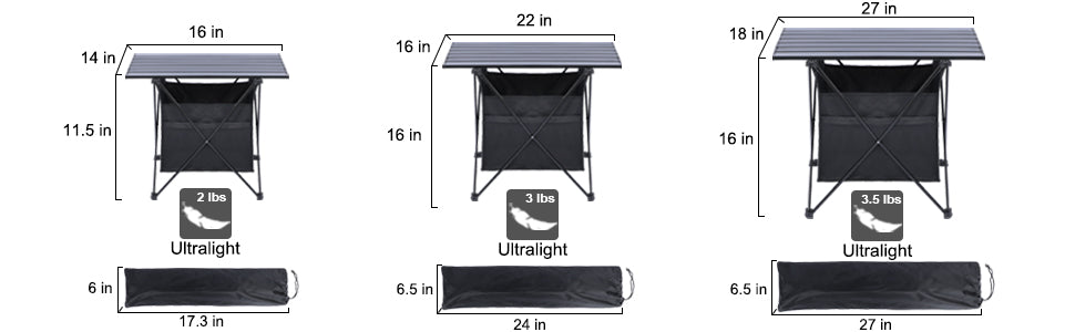 Yssoa Portable Folding Aluminum Alloy Table With High Capacity Storage And Carry Bag For Camping, Traveling, Hiking, Fishing, Beach, Bbq, Small, Black Black Aluminium