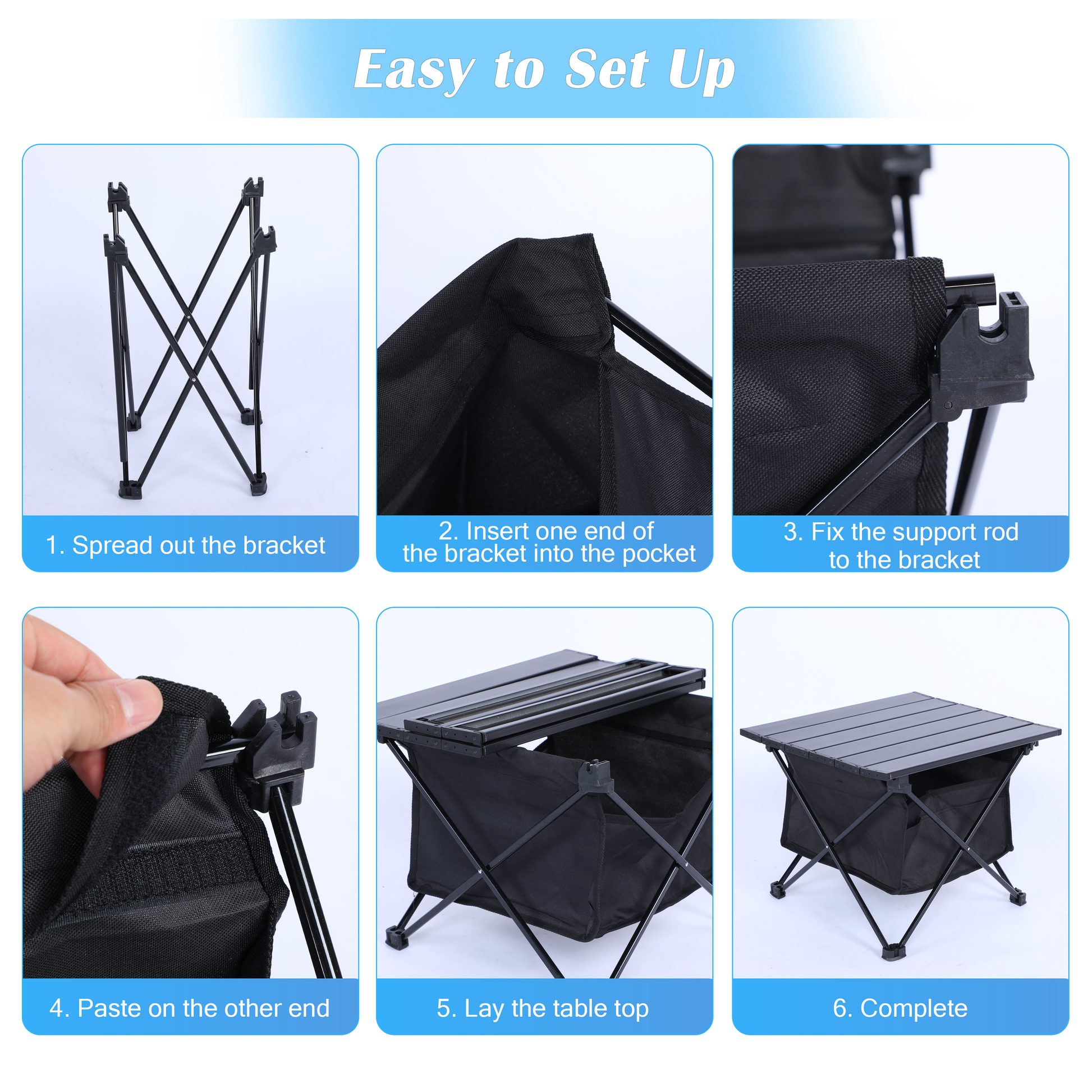 Yssoa Portable Folding Aluminum Alloy Table With High Capacity Storage And Carry Bag For Camping, Traveling, Hiking, Fishing, Beach, Bbq, Small, Black Black Aluminium