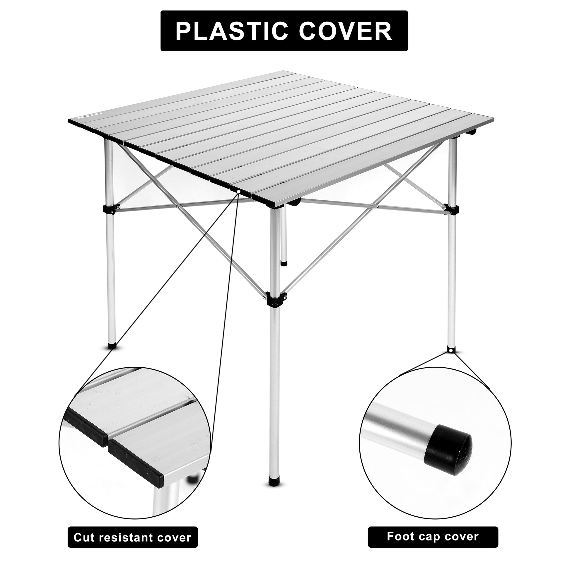 Yssoa Lightweight Folding Camping Table With Carry Bag Ultra Compact Aluminum Table For Picnic, Beach, Traveling, Backyards, Bbq Color: White Silver Metal