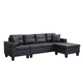 Sectional Sofa Set For Living Room With L Shape Chaise Lounge ,Cup Holder And Left Or Right Hand Chaise Modern 4 Seat Black Black Wood