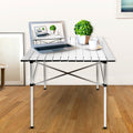 Yssoa Lightweight Folding Camping Table With Carry Bag Ultra Compact Aluminum Table For Picnic, Beach, Traveling, Backyards, Bbq Color: White Silver Metal