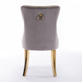 Nikki Collection Modern, High End Tufted Solid Wood Contemporary Velvet Upholstered Dining Chair With Golden Stainless Steel Plating Legs,Nailhead Trim,Set Of 2,Gray And Gold, Sw1601Gy Gray Foam Velvet