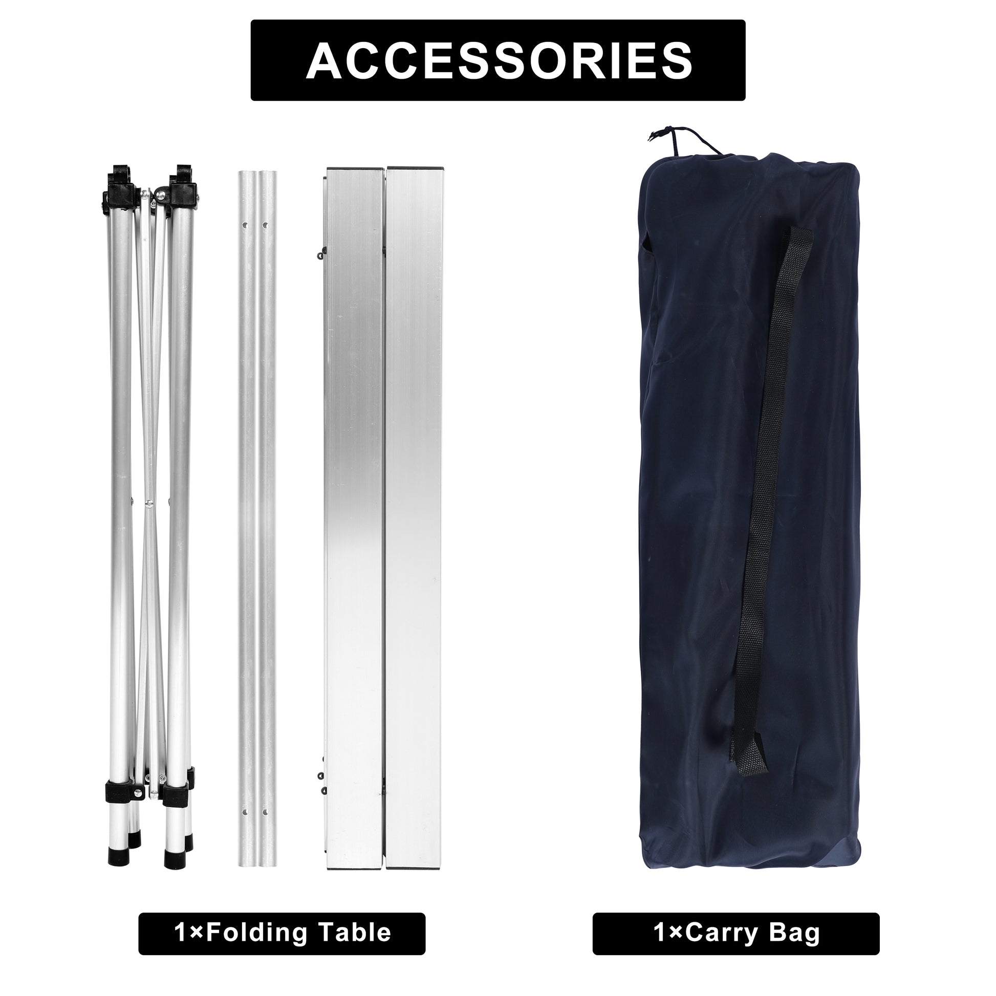 Yssoa Lightweight Folding Camping Table With Carry Bag Ultra Compact Aluminum Table For Picnic, Beach, Traveling, Backyards, Bbq Color: White Silver Metal