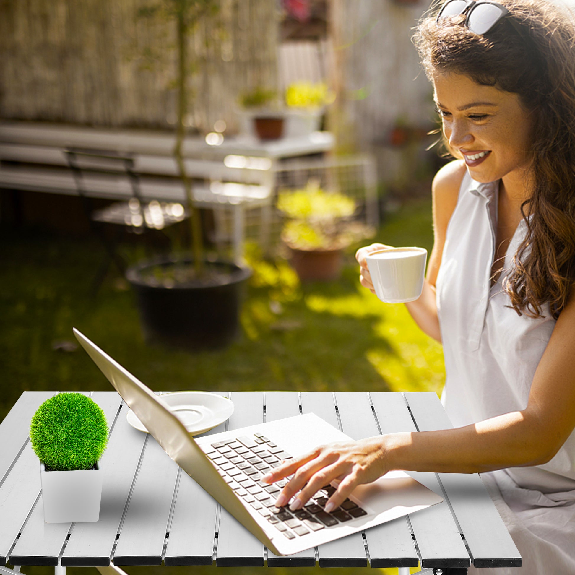 Yssoa Lightweight Folding Camping Table With Carry Bag Ultra Compact Aluminum Table For Picnic, Beach, Traveling, Backyards, Bbq Color: White Silver Metal