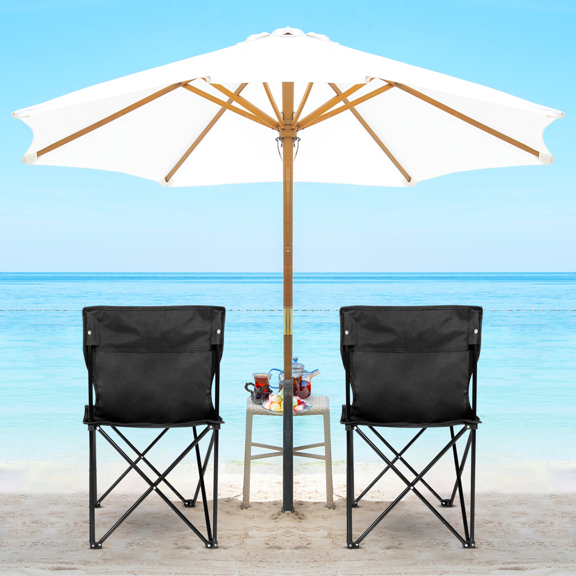 Yssoa Portable Folding Camping Chair With Carry Bag For Adults, Collapsible Anti Slip Padded Oxford Cloth Stool For Beach, Hiking, Fishing, Gardening, Picnic Color: Black, Size: Large Black Metal