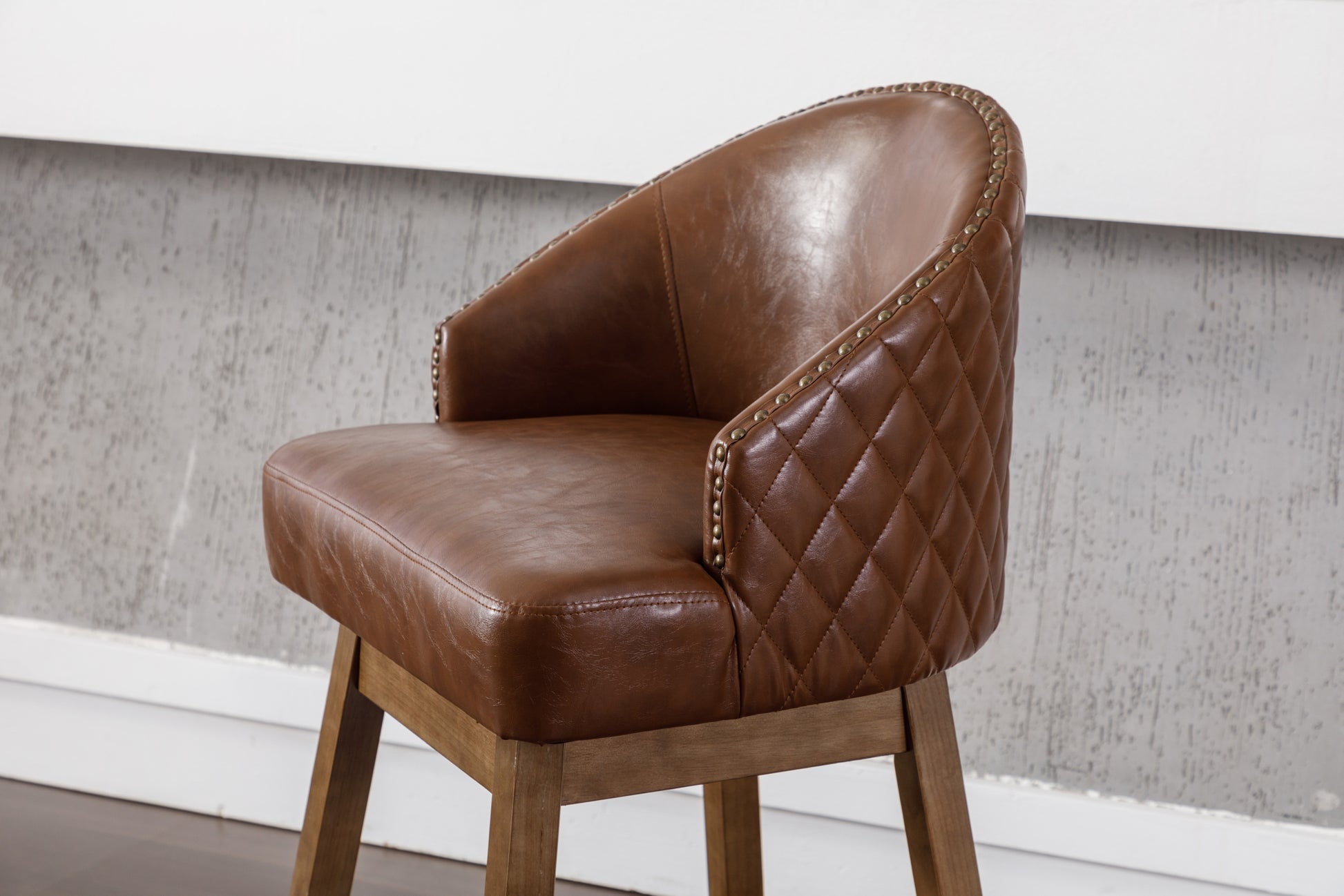 Coolmore Bar Stools Set Of 2 Counter Height Chairs With Footrest For Kitchen, Dining Room And 360 Degree Swivel Brown Pu Pu Leather