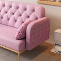 Loveseat Sofa With Tulip Pattern Modern Upholstered Two Seater Pu Sofa With 2 Dumpling Shaped Throw Pillows With Tulip Patterns Light Pink Tech Cloth Solid Wood 2 Seat