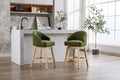 Coolmore Bar Stools Set Of 2 Counter Height Chairs With Footrest For Kitchen, Dining Room And 360 Degree Swivel Olive Green Linen