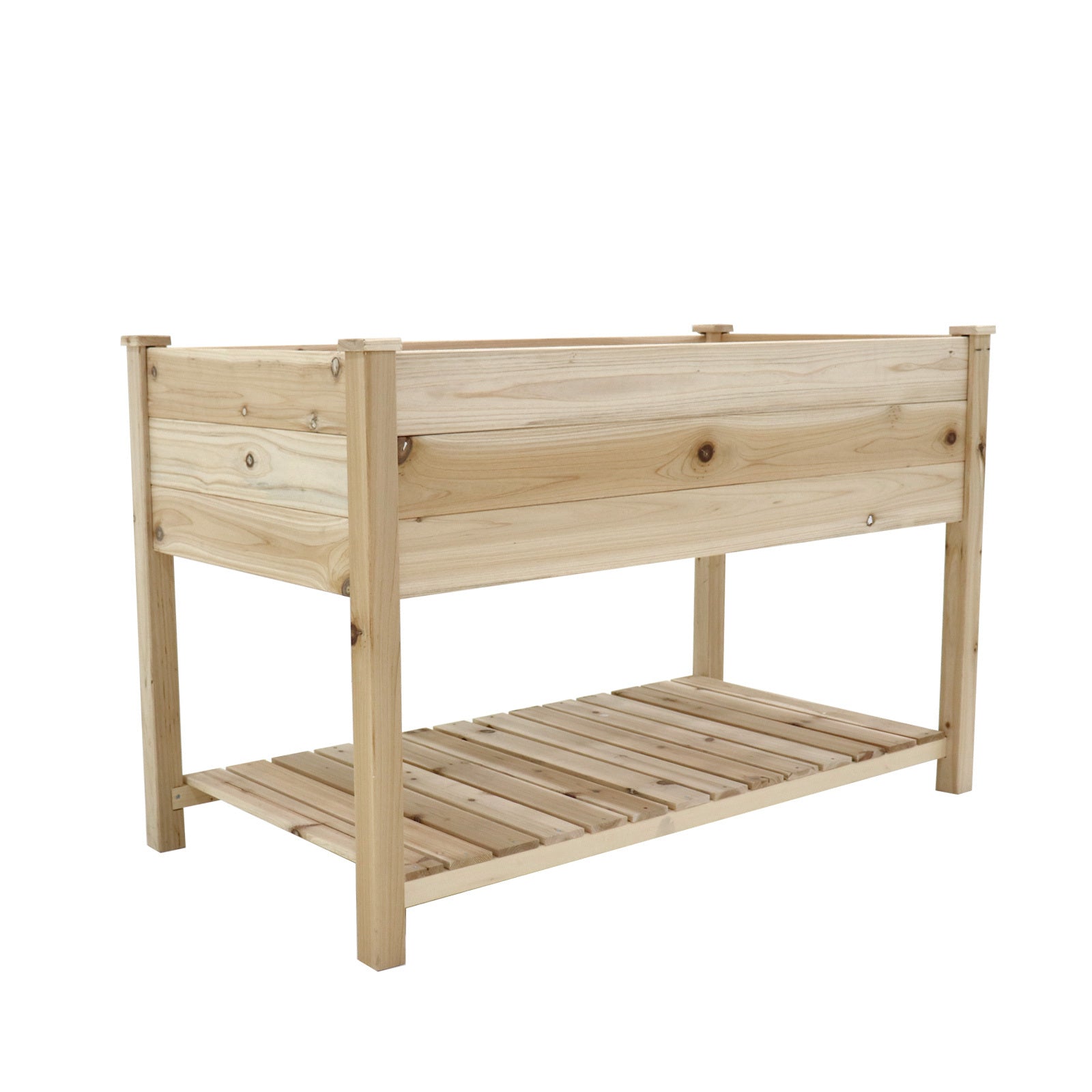 Raised Garden Bed Planter Box With Legs & Storage Shelf Wooden Elevated Vegetable Growing Bed For Flower Herb Backyard Patio Balcony 48.5X30X24.4In Colourless Natural Solid Wood