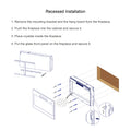 50 Inch Recessed Ultra Thin Tempered Glass Front Wall Mounted Electric Fireplace With Remote And Multi Color Flame & Emberbed, Led Light Heater Antique Black Tempered Glass Sheet Metal Plastic