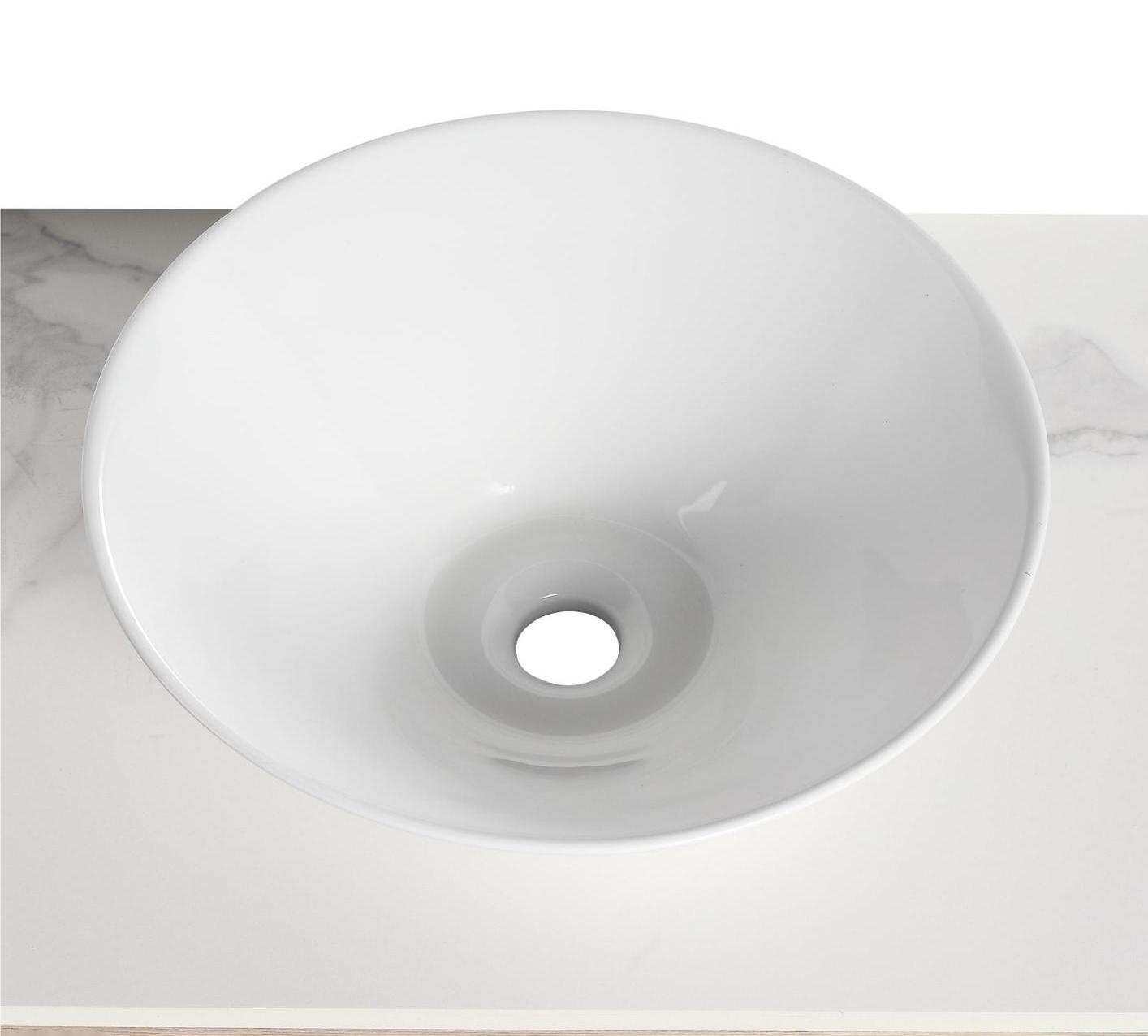 Ceramic Round Above Counter White Bathroom Sink Art Basin Bab217Mowh Gloss White Ceramic