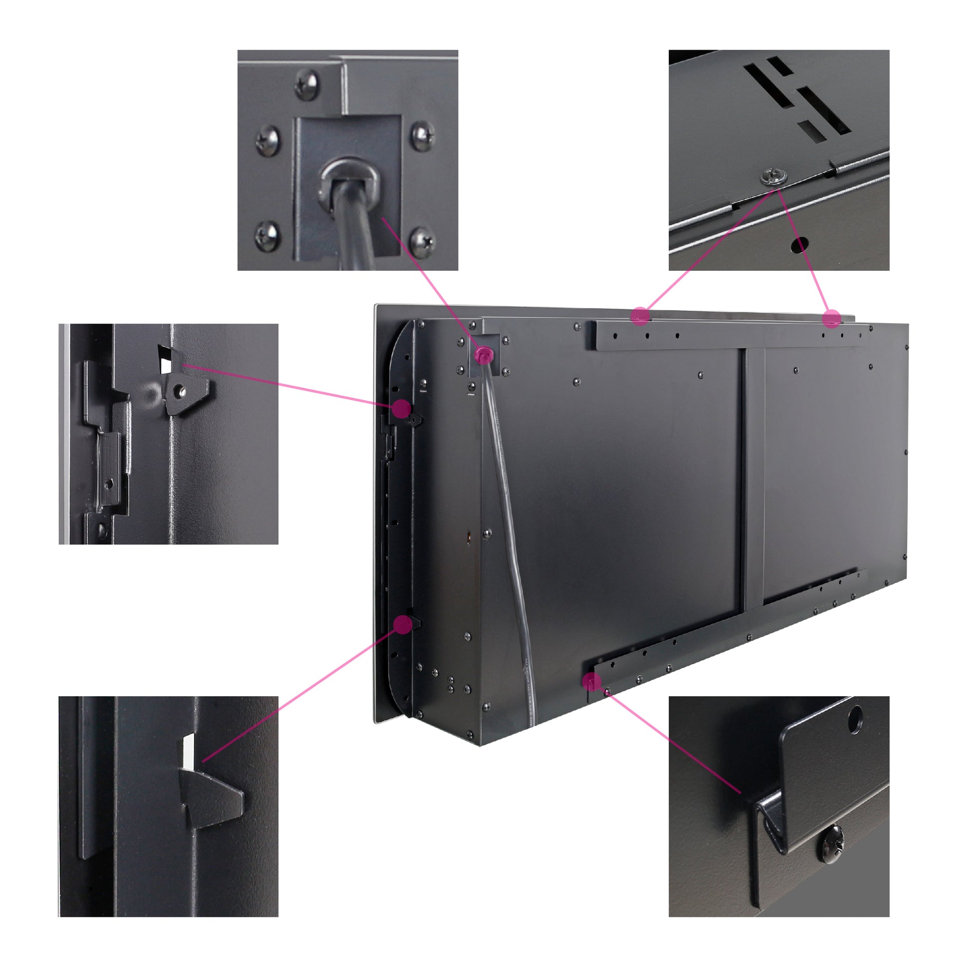 60 Inch Recessed Ultra Thin Tempered Glass Front Wall Mounted Electric Fireplace With Remote And Multi Color Flame & Emberbed, Led Light Heater Powder Coated Electric Antique Black Vent Free Yes Tempered Glass Sheet Metal Plastic Electric