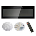 50 Inch Recessed Ultra Thin Tempered Glass Front Wall Mounted Electric Fireplace With Remote And Multi Color Flame & Emberbed, Led Light Heater Antique Black Tempered Glass Sheet Metal Plastic