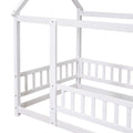 Twin Size Floor Wooden Bed With House Roof Frame, Fence Guardrails,White Old Sku:W1791106615 Twin White Pine