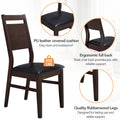 Farmhouse 6 Piece Wood Dining Table Set With 4 Upholstered Chairs And Bench, Dark Brown Brown Wood Dining Room Bench Seating Rubberwood Rectangular Dining Table With Chair And Bench Upholstered Chair Wood Dark Brown Solid Back Seats 6 Farmhouse Trestle