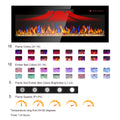 50 Inch Recessed Ultra Thin Tempered Glass Front Wall Mounted Electric Fireplace With Remote And Multi Color Flame & Emberbed, Led Light Heater Antique Black Tempered Glass Sheet Metal Plastic