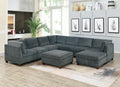 Living Room Furniture Grey Chenille Modular Sectional 9Pc Set Large Family U Sectional Modern Couch 3X Corner Wedge 4X Armless Chairs And 2X Ottoman Plywood Grey Chenille Wood Primary Living Space Cushion Back Contemporary,Modern Modular Chenille 9 Seat