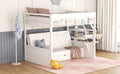 Wood Full Size Convertible Bunk Bed With Storage Staircase, Bedside Table, And 3 Drawers, White White Solid Wood Mdf