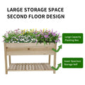 Raised Garden Bed Planter Box With Legs & Storage Shelf Wooden Elevated Vegetable Growing Bed For Flower Herb Backyard Patio Balcony 48.5X30X24.4In Colourless Natural Solid Wood