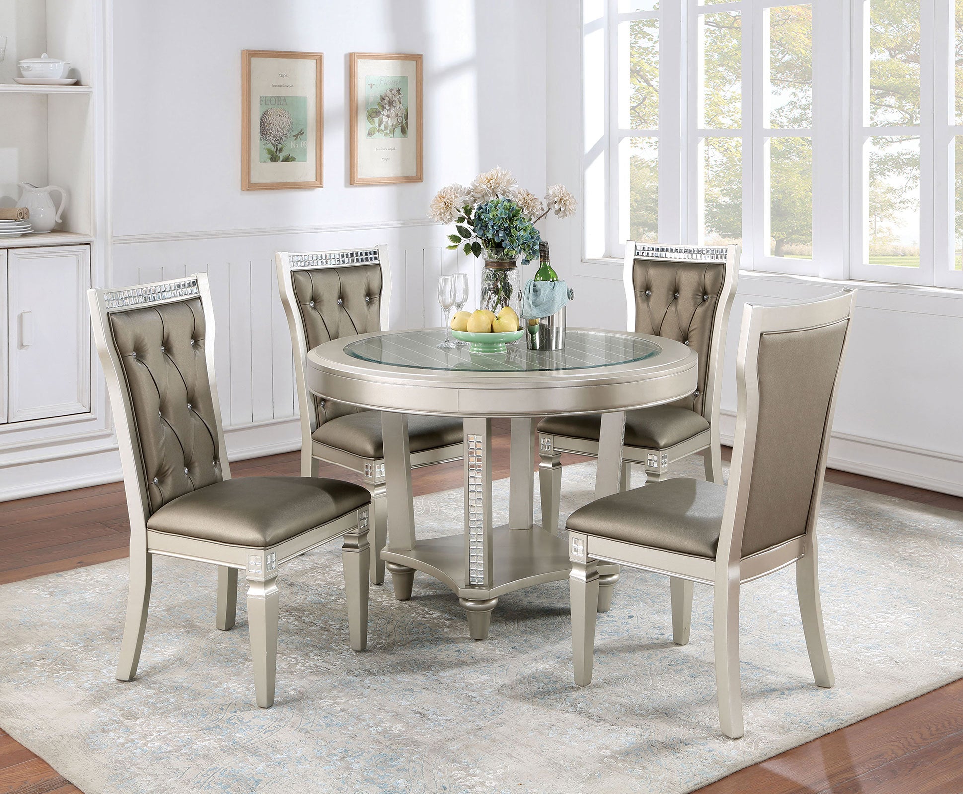 Formal Traditional Set Of 2 Dining Chairs Champagne Warm Grey Solid Woodcushion Button Tufted Side Chairs Kitchen Dining Room Furniture Champagne Gray Dining Room Contemporary,Traditional Dining Chairs Rubberwood Tufted Back Solid Wood