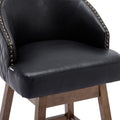 Coolmore Bar Stools Set Of 2 Counter Height Chairs With Footrest For Kitchen, Dining Room And 360 Degree Swivel Black Pu Pu Leather
