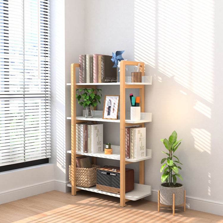 Multifuction Bookcase With Solid Wood Frame,Mix Color Plant Standing For Home Decro White Solid Wood Mdf