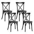 Resin Cross Back Chair For Dinning Room, Wedding, Commercial Use, 4 Pack, Black Matt Black Resin