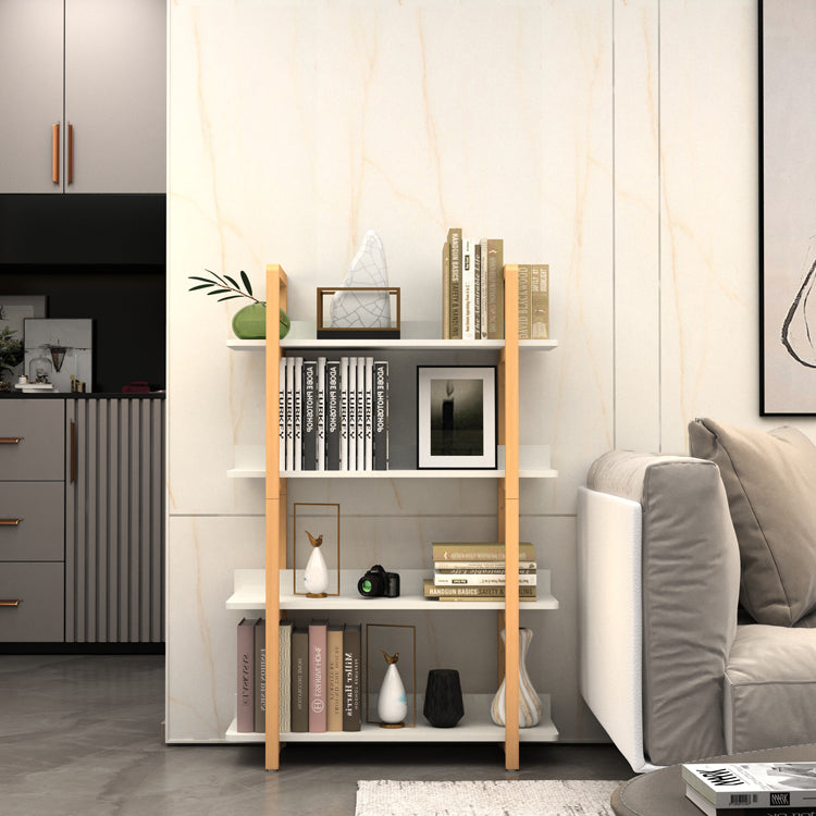 Multifuction Bookcase With Solid Wood Frame,Mix Color Plant Standing For Home Decro White Solid Wood Mdf