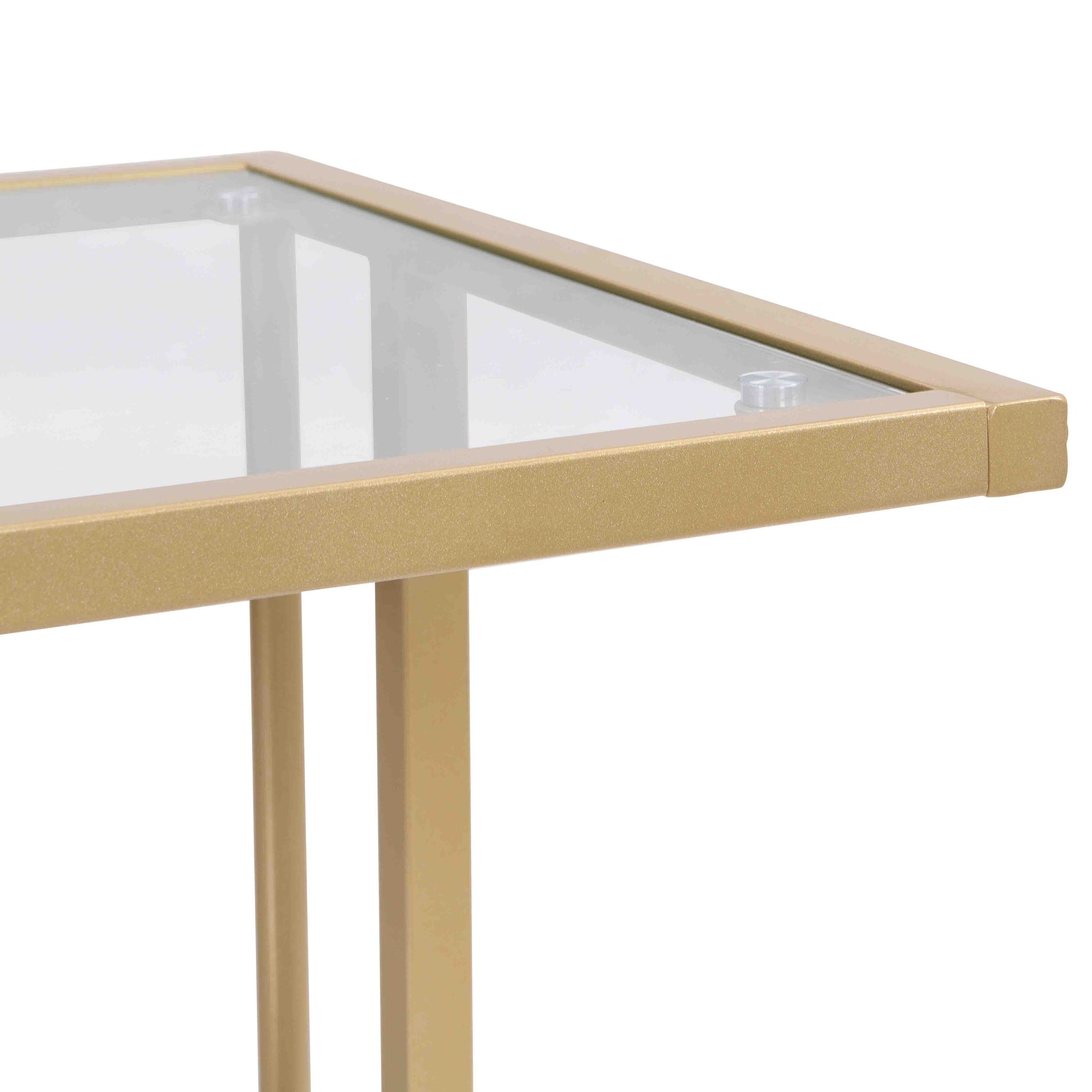 Golden Side Table, 2 Tier Acrylic Glass End Table For Living Room&Bedroom Gold Glass Iron