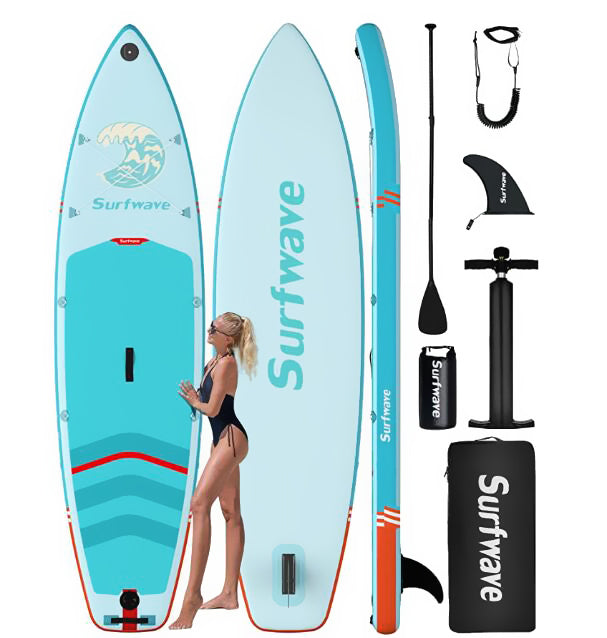 Inflatable Stand Up Paddle Boards 10'8''*33"*6" With Premium Sup Accessories & Backpack, Leash, Paddle, Hand Pump,Wide Stance, Non Slip Comfort Deck For Youth & Adults Water Sports Mint Green Anti Slip Garden & Outdoor American Design,Beach Body Shaping