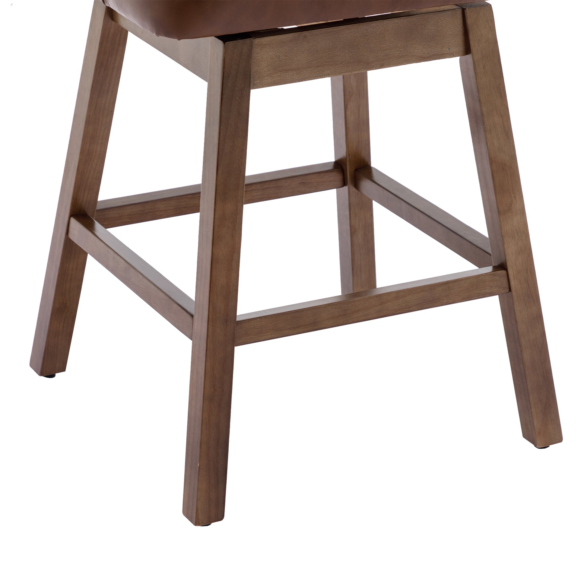 Coolmore Bar Stools Set Of 2 Counter Height Chairs With Footrest For Kitchen, Dining Room And 360 Degree Swivel Brown Pu Pu Leather