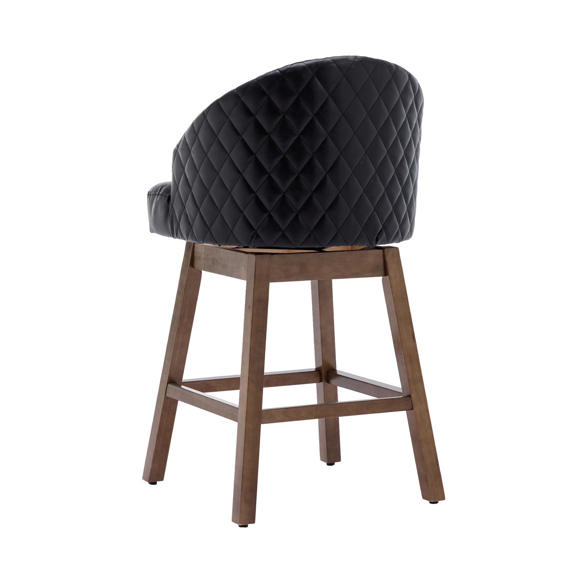 Coolmore Bar Stools Set Of 2 Counter Height Chairs With Footrest For Kitchen, Dining Room And 360 Degree Swivel Black Pu Pu Leather