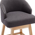 Coolmore Bar Stools Set Of 2 Counter Height Chairs With Footrest For Kitchen, Dining Room And 360 Degree Swivel Charcoal Grey Linen