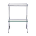 Silver Chrome Side Table, 2 Tier Acrylic Glass End Table For Living Room&Bedroom Chrome Glass Iron