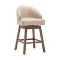 Coolmore Bar Stools Set Of 2 Counter Height Chairs With Footrest For Kitchen, Dining Room And 360 Degree Swivel Apricot Pu Pu Leather