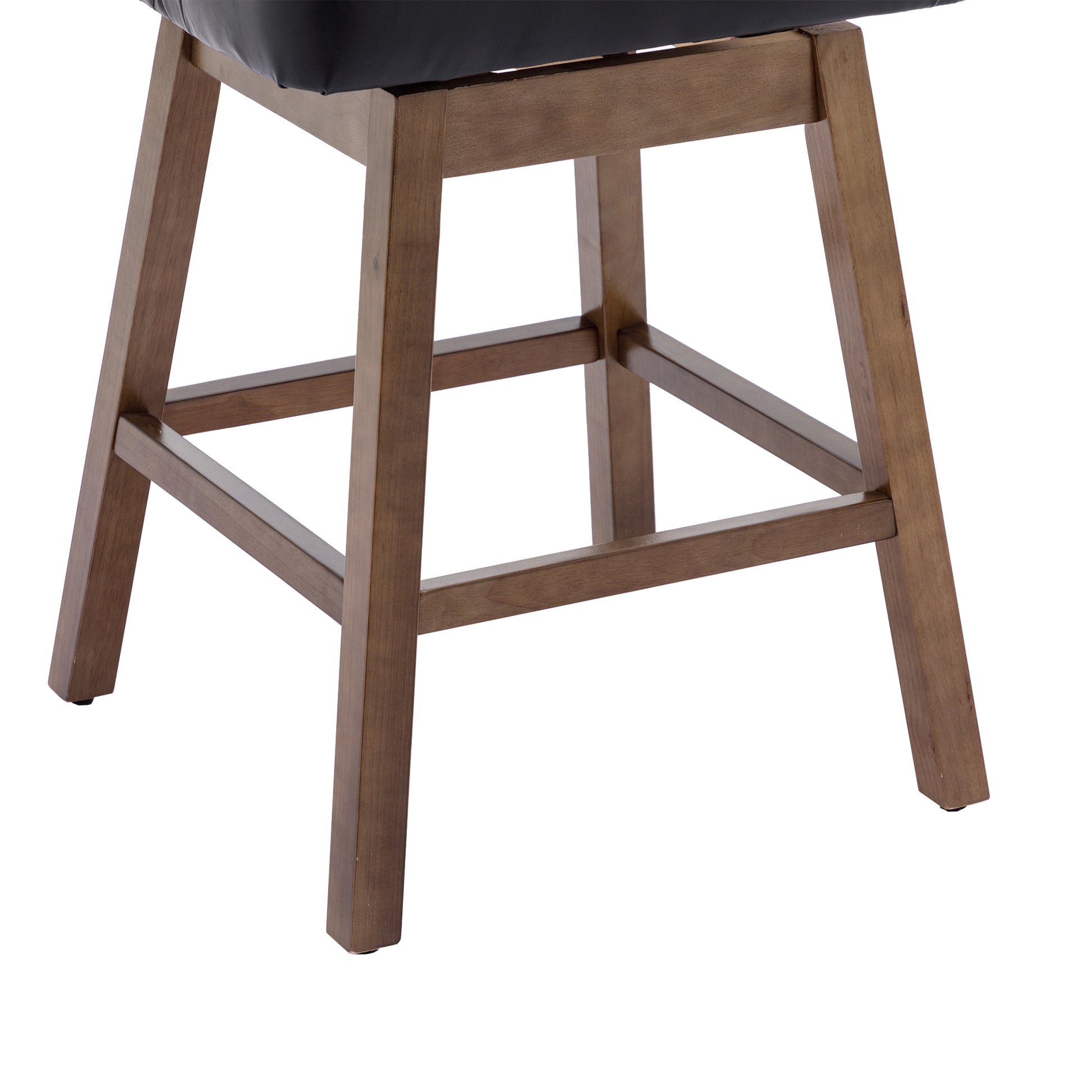 Coolmore Bar Stools Set Of 2 Counter Height Chairs With Footrest For Kitchen, Dining Room And 360 Degree Swivel Black Pu Pu Leather