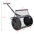 Peat Moss Spreader 24Inch,Compost Spreader Metal Mesh,T Shaped Handle For Planting Seeding,Lawn And Garden Care Manure Spreaders Roller ,Heavy Duty Black Steel
